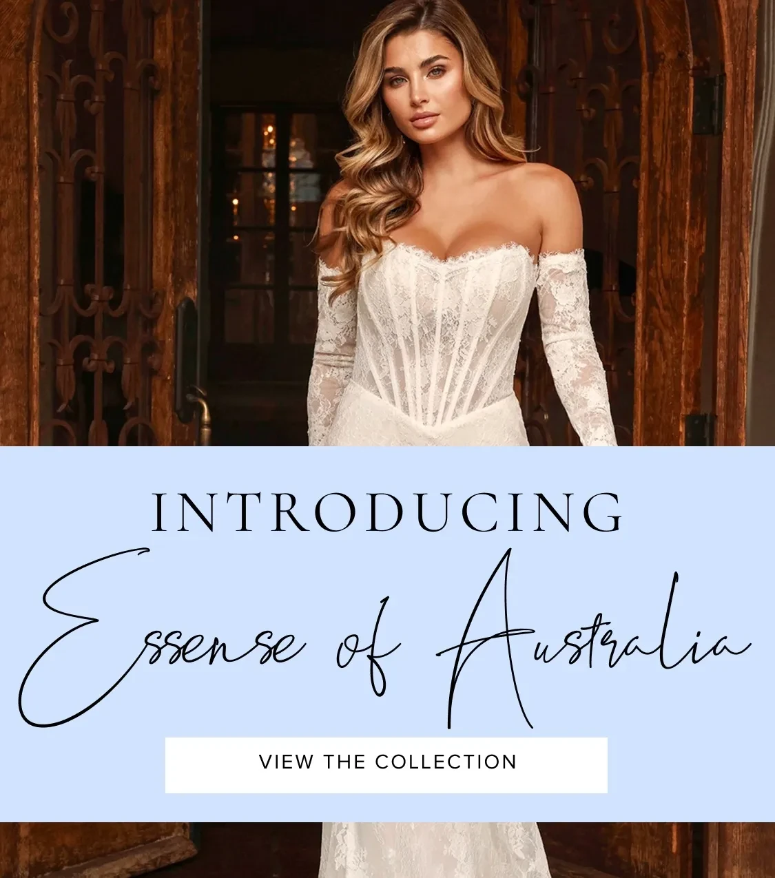2 models wearing Essense of Australia gowns, mobile banner